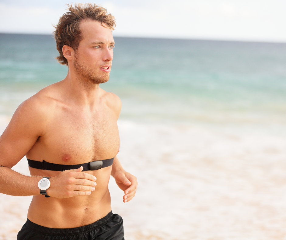 Man running wearing Heart Rate monitor. AtmoseEffect